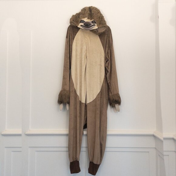 Spirit Halloween Sloth Onesie Costume Plush Fleece Animal Pajama Outfit Unisex - Picture 1 of 4